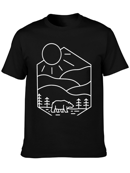 Camiseta Negra Diseño Oso Montaña