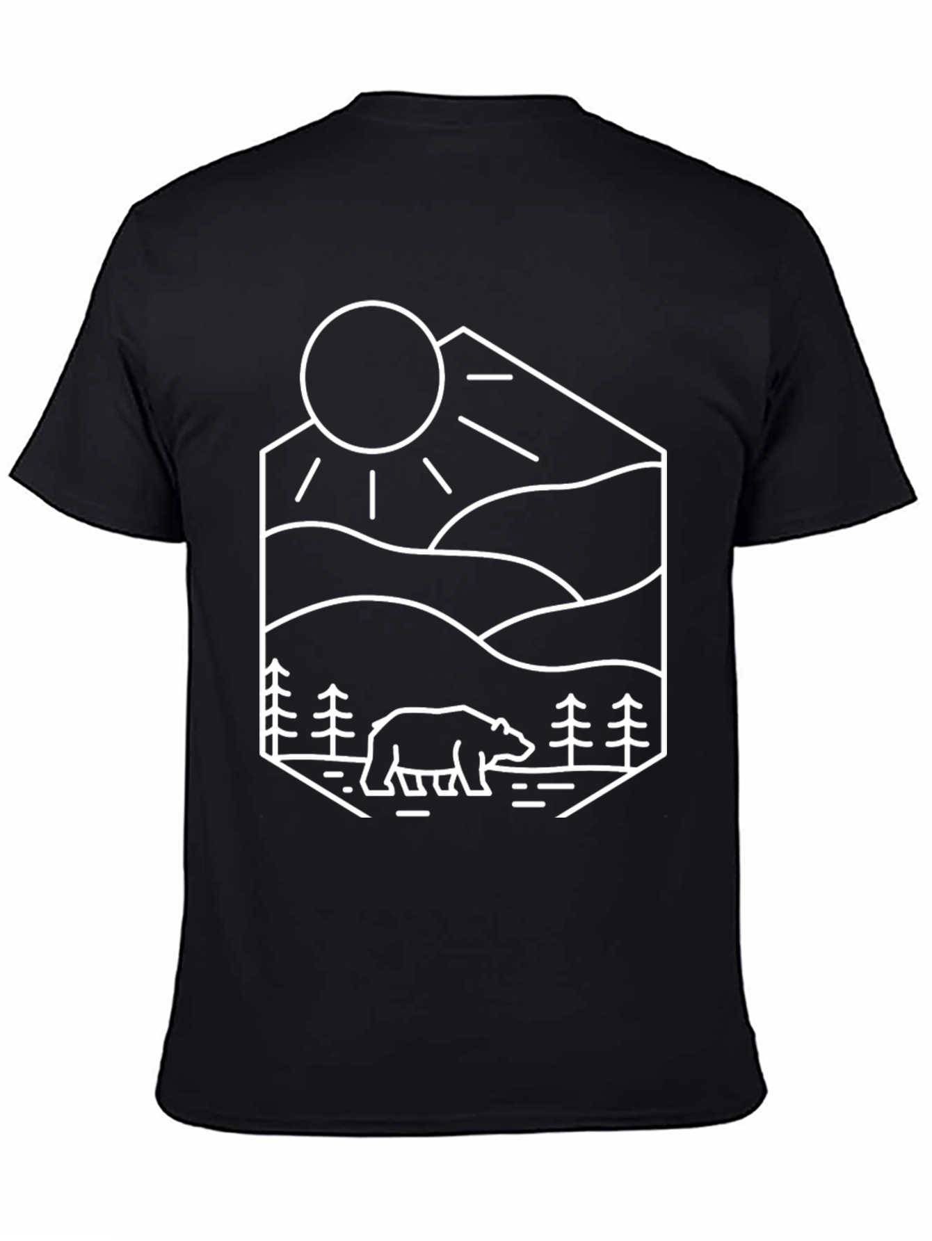 Camiseta Negra Diseño Oso Montaña