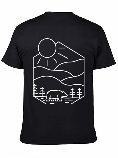 Camiseta Negra Diseño Oso Montaña