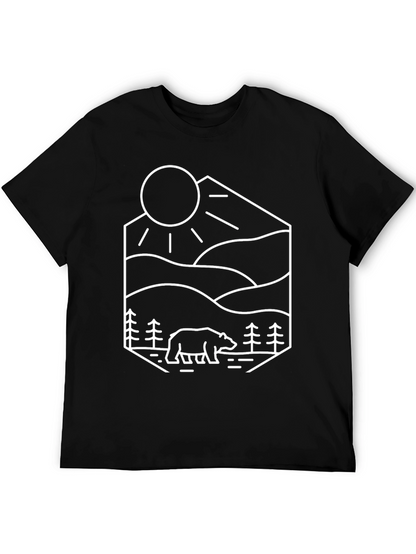 Camiseta Negra Diseño Oso Montaña